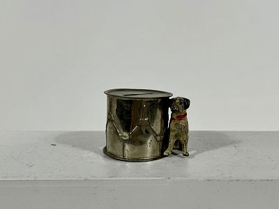 Spaniel by Drum Spelter and Tin Bank. German 1930 - 2"T and 2 1/2"W Condition: Very Fine