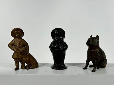 Three Cast Iron Still Banks. American 1900 to 1920 - 4" to 4 3/4"Tall Condition: Good and Very Good