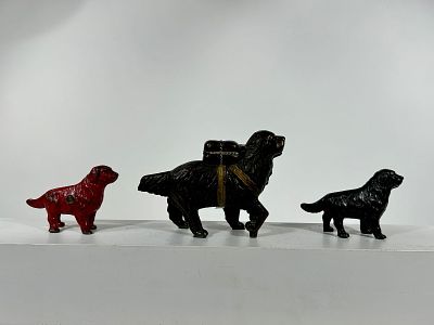 Three Dog Themed Banks. Arcade/A.C. Williams Co. - American 1920 - 5 1/4" to 8" Long Condition: 