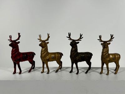 Four Cast Iron Stag Banks - Small. A.C. Williams Co. - Ravenna, OH. 1920 - All 6" Tall 