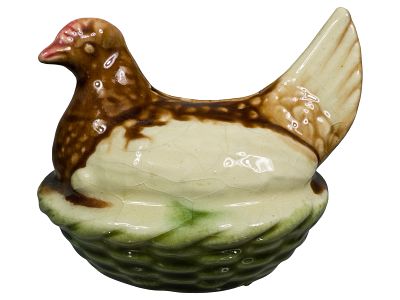 Ceramic "Hen on Nest" Bank. Austrian - Circa 1920's. Condition: Pristine Condition.