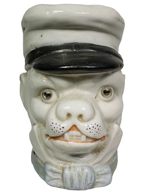 Grinning Bulldog Captain Bank. German - Circa 1890's. Condition: Pristine Condition.