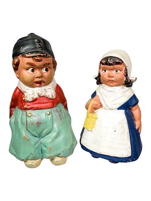 Dutch Boy & Girl Pair. German - Circa 1920's. Marked "GERMANY" in the Clay. Condition: Excellent 