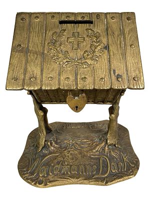 Waidmanns Dank Brass Bank. By Paul Neumann. Probably Austrian - Circa 1920's. Condition: 
