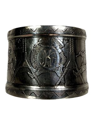 Sterling Silver Drum. Marked "JKA" - Probably a Birth Bank. Marked "Sterling 5312" on Bottom. 