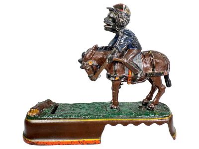 I Always Did Spise a Mule - Jockey Version - Mechanical Bank. J. &amp; E. Stevens Company - 