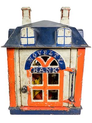 Novelty - Cast Iron Mechanical Bank. J. &amp; E. Stevens Company - Cromwell, CT. 1870's. 6 3/4" 