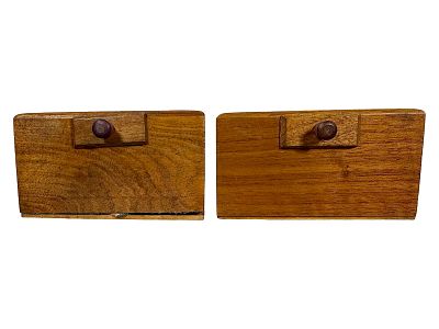 Two Wooden Mystery Mechanical Banks - The Child's Bank. Made by Clark's Spool Cotton - American 