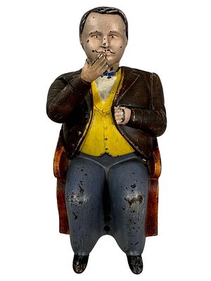 Tammany, Brown Coat - Cast Iron Mechanical Bank. J. &amp; E. Stevens Company - Cromwell, CT. 