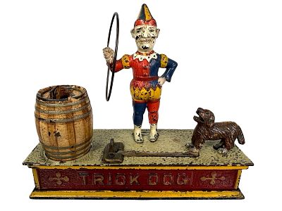 Trick Dog, Six Part Base - Cast Iron Mechanical Bank. Shepard Hardware Company - Buffalo, NY. 