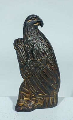 Old Abe with Shield Cast Iron Bank - Scarce. American 1920 - 4"T x 2"W - The Peirce Collection 