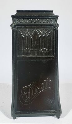 Edison Upright Phonograph Bank. Made by Rehberger - Chicago, IL. 1930 - 4"T x 1 3/4"W - The 