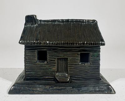 Log Cabin Bank - Chimney Left. Kyser and Rex Co. - Philadelphia, Circa 1890 - 2 1/2"T x 3 1/2"W 