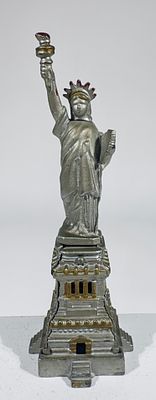 Statue of Liberty Bank - Large Version. Kenton Hardware - Kenton, OH. 1915 - 9 3/4"T x 3 1/2"W - 