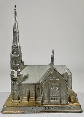 Saint Paul Ev. Lutheran Church Bank. A.C. Rehberger Co. - Chicago, IL. 1937 - 6 1/4"T x 4 1/4"D 