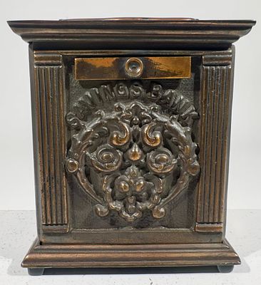 The Chandlers Cast Iron Mechanical Bank. National Brass Works - Cleveland, OH. 1895 - 4 1/2"T x 