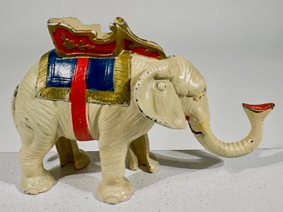 Elephant with Howdah Mechanical Bank. Hubley Mfg. Co. - Lancaster, PA. 1930 - 5 1/2"T x 8 1/2"L 