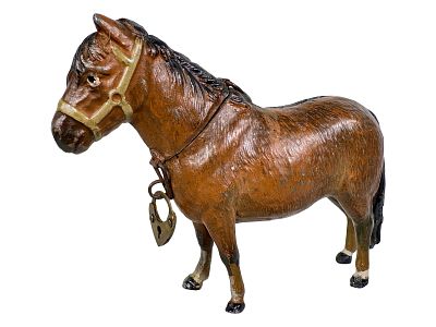 Shetland Pony Spelter Bank. Germany - Circa 1910's. 3 1/4" Tall x 4 1/2" Wide x 1" Deep. Bob and 