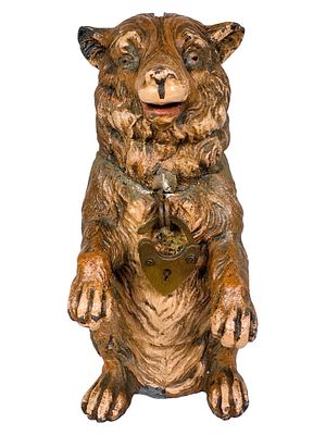 Begging Bear on his Hind Legs Spelter Bank. Very Scarce Unrecorded Form. Germany - Circa Early 