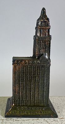 Lead Woolworth Building Bank. American 1930's. 4" Tall x 1 3/4" Deep. Clayton Luther Collection. 