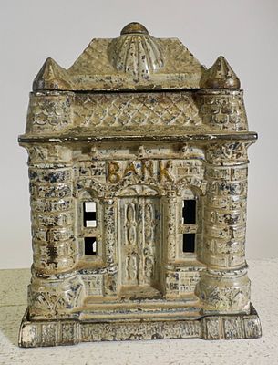 Building with Four Turrets - Cast Iron Bank. Grey Iron Casting Company. Mount Joy, PA. 1895. 5 
