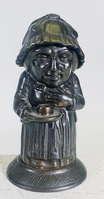 Cast Iron Match Holder. Made by Verlarg. European 1900's. 3 3/4" Tall x 2 1/8" Circular. Clayton 