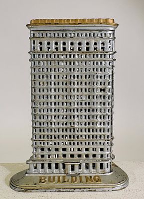 Flat Iron Bank - Largest Size Very Scarce. Kenton Hardware Company. Kenton, OH. 1915. 8 1/8" 