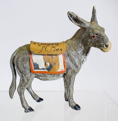 Spelter Donkey Bank. German 1930's. 3 7/8" Tall x 3 1/2" Long. Tom Kellogg Collection. 