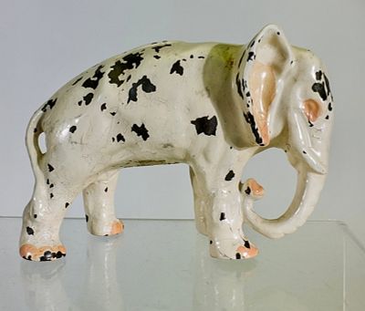 Elephant - Cast Iron Still Bank - Very Scarce Multicolor. American 1920's. 3" Tall x 4" Long. 