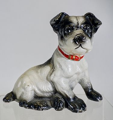 Boston Bull Terrier - Later Version - Still Bank. American 1950's. 4 3/8" Tall x 5" Wide. Tom 