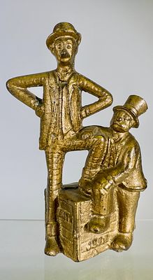 Mutt & Jeff Still - Cast Iron Still Bank. A.C Williams Company. Ravenna, OH. 1920's. 5 1/8" Tall 
