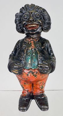 Gollywog Cast Iron Still Bank. John Harper Ltd - English 1905 - 6 1/2"T - Tom Kellogg Collection 