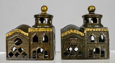 Large and Small Mosque Banks Cast Iron. American 1910 - 2 3/4" T - Tom Kellogg Collection 