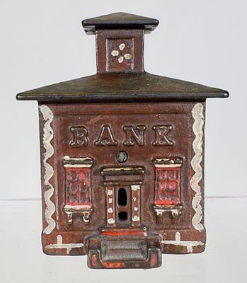 Cupola Bank Small. J &amp; E Stevens Co. - Cromwell, CT. 1880 - 3 1/4" T - Tom Kellogg 
