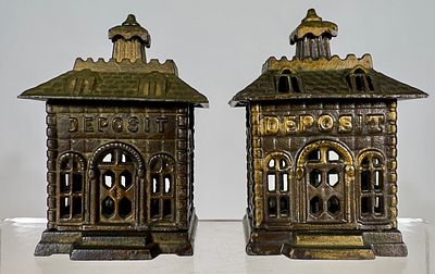 Two Deposit Banks. Grey Iron Casting Co. - Pennsylvania, 1900 - 4 1/2"T - Tom Kellogg Collection 
