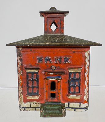 Cupola Bank - Medium Brown. J &amp; E Stevens Co. - Cromwell, CT. 1880 - 4 1/4" T - Tom Kellogg 