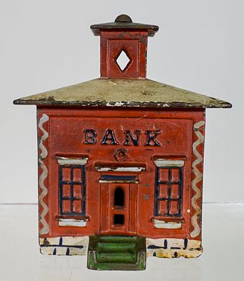 Cupola Bank - Medium Bricked. J &amp; E Stevens Co. - Cromwell, CT. 1880 - 4 1/4"T - Tom Kellogg 