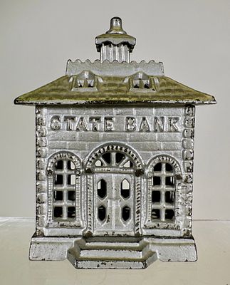 State Bank - Straight Letter Painted Silver. Grey Iron Casting Co. - Pennsylvania, 1900 - 5 