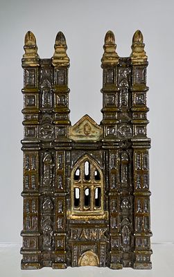 Westminster Abbey Bank - Blunted Spires Version. Sydenham and McQusta - English 1910 - 6 1/8"T - 