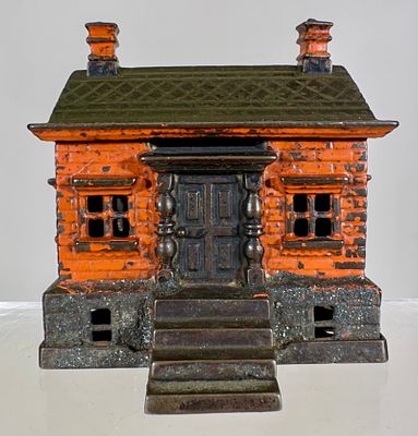 House with Basement Cast Iron Bank - Scarce. Ohio Foundry Company - Cleveland, OH. 1895 - 5"T - 