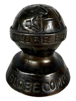 The Globe Company - Advertising Paperweight - Lead. Chicago, IL - Circa 1930's. 2 1/2" Tall x 2 