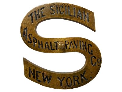 The Sicilian Asphalt Paving Company of New York - Advertising Paperweight. Made of Brass. 