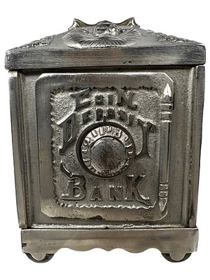 Coin Deposit Bank. By Grey Iron Casting Co. Mount Joy, Pa. - 1915 - 5 5/8" Tall. Condition: 
