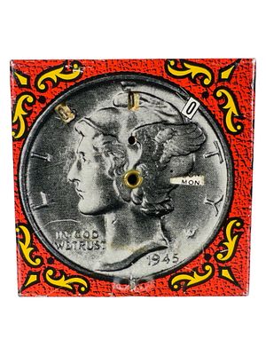 Mercury Dime Bank. American - 1945 - 2 1/2" Square. The Peirce Collection. Condition: Excellent 
