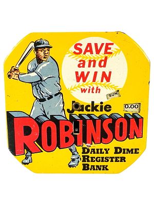 Jackie Robinson - Daily Dime Register Bank - Blue Uniform Version. By Kalon Mfg. Company. 