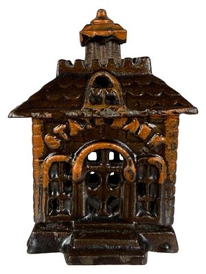 Smallest Size State Bank with Arched Letters and Solid Door. Unknown American Maker. Made Circa 