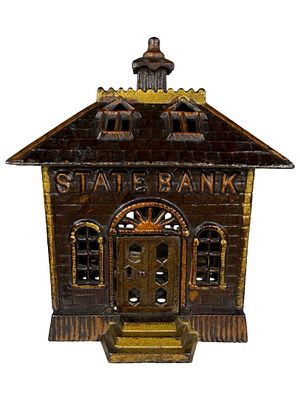 Scarce Size State Bank (KLD). Unknown American Maker. Circa 1900's - 6 3/4" Tall. The Tom 