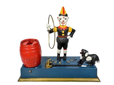 Trick Dog Bank - Blue One Part Base. By the Hubley Mfg. Company. Lancaster, Pa. - Mid 1930's. 
