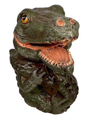 Alligator Spring Jaw Bank. Scarce light green/gray Finish. Germany - Circa 1925. This seemingly 