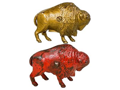 Two Buffalo Banks. By A. C. Williams / Arcade Mfg. American - 1920's. Condition: Fine to Very 